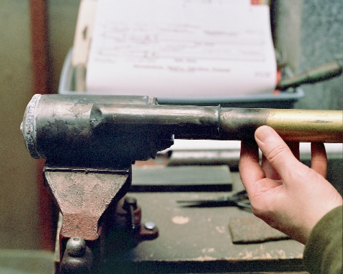 This 'top view' shot attempts to show how far the intake assembly will penetrate into the chamber. Photo Copyright 2005 Larry Cottrill