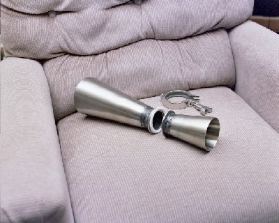 Cyclodyne engine, tail end parts. The perceived need <br />for a deLaval nozzle is highly questionable. <br />Photo Copyright 2004 Larry Cottrill